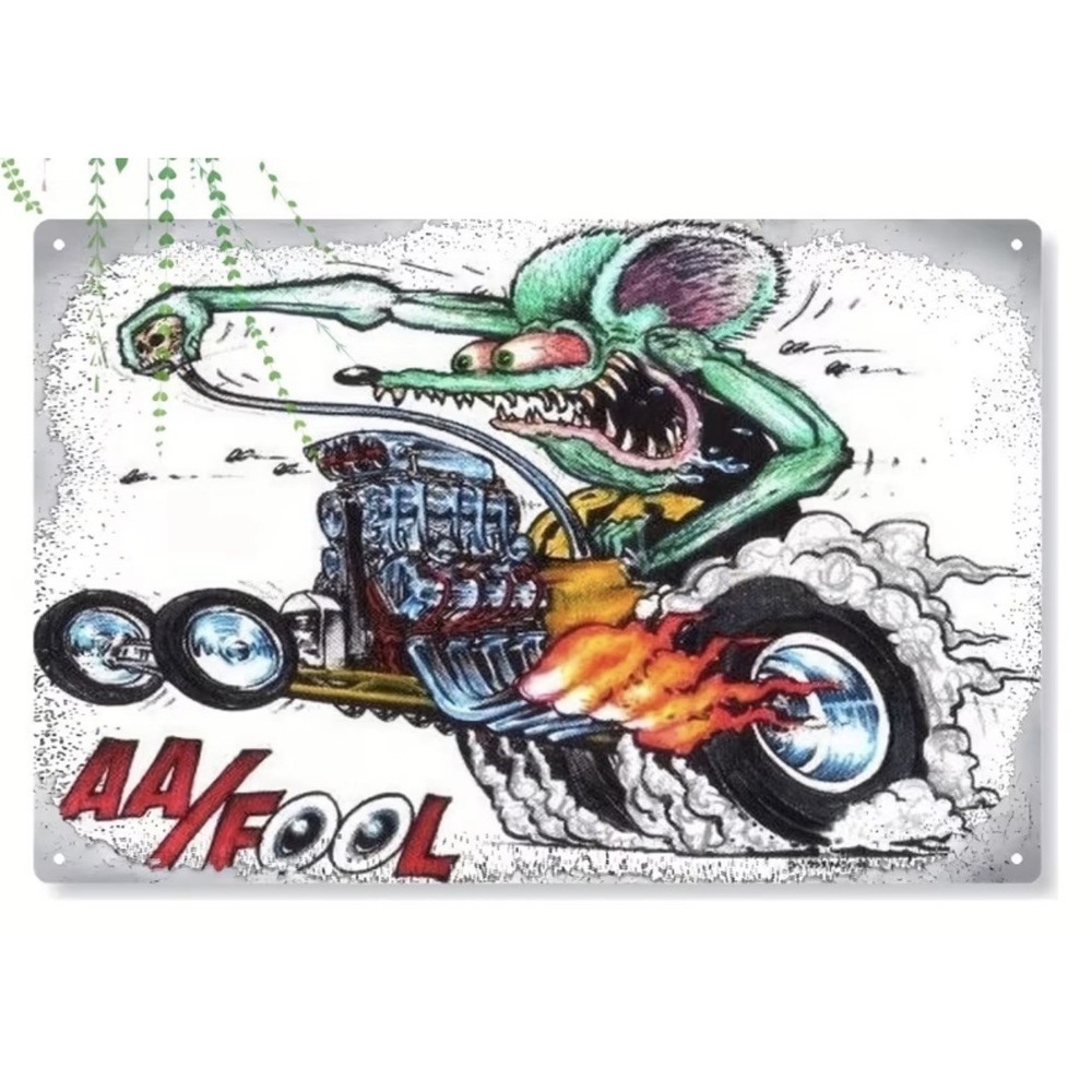 Sign Rat Fink Tin Wall Metal 8X12 Hot Rod Garage Vintage Racing Man Cave Bar New